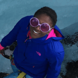 Jewells our blog writer doing a glacier walk on Sólheimajökull with Icelandic Mountain Guides